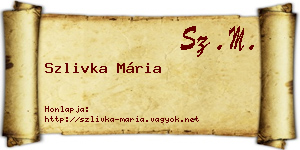 Szlivka Mária névjegykártya