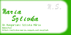 maria szlivka business card